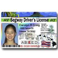 Segway Driver’s License – souvenir from Lahaina, Maui, Hawaii Blue