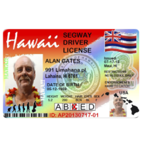 Segway Driver’s License – souvenir from Lahaina, Maui, Hawaii Red