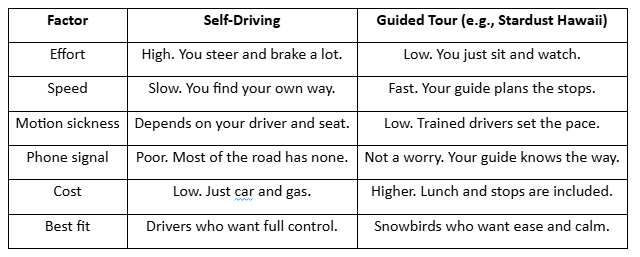 Self-Driving vs. Guided Tour